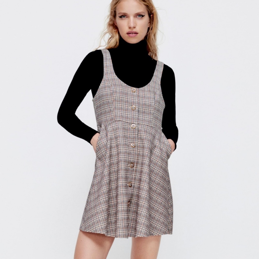 Zara Faux Suede Plaid Dress, Size XL,